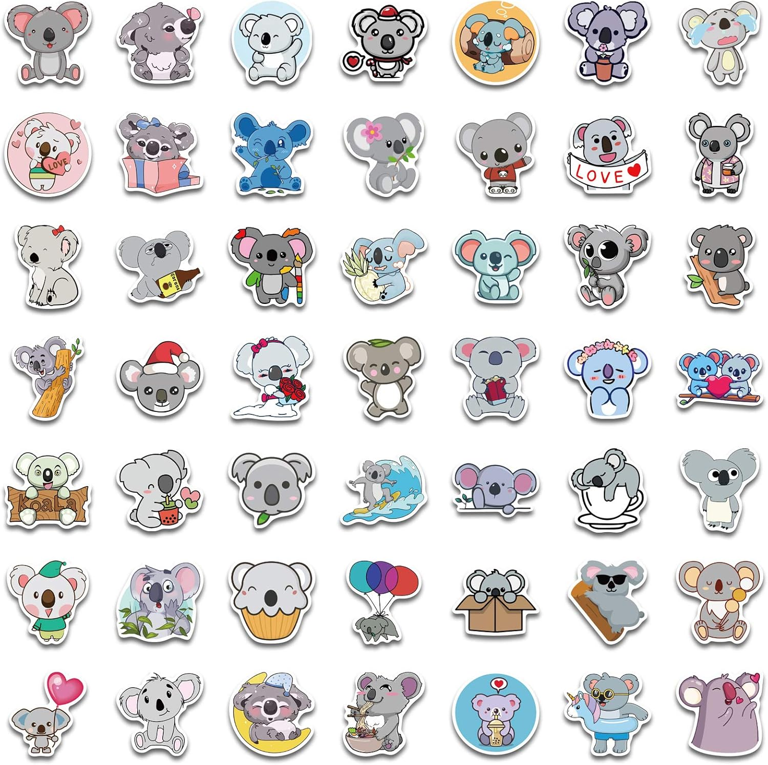 100 Packs Blue Koala Stickers Water Bottles Laptop Phone Motorcycle Computer Guitar Skateboard Hydroflasks Koala Bear Vinyl Sticker Waterproof Aesthetic Trendy Decals for Teens Girls Adults - Lgbt image number 3
