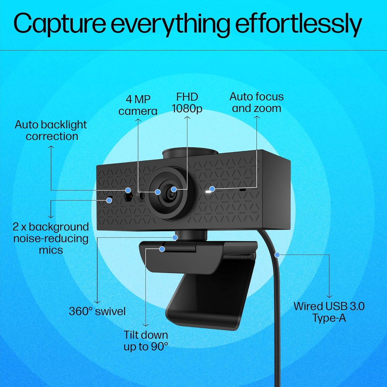 HP 620 FHD Webcam, Black image number 4
