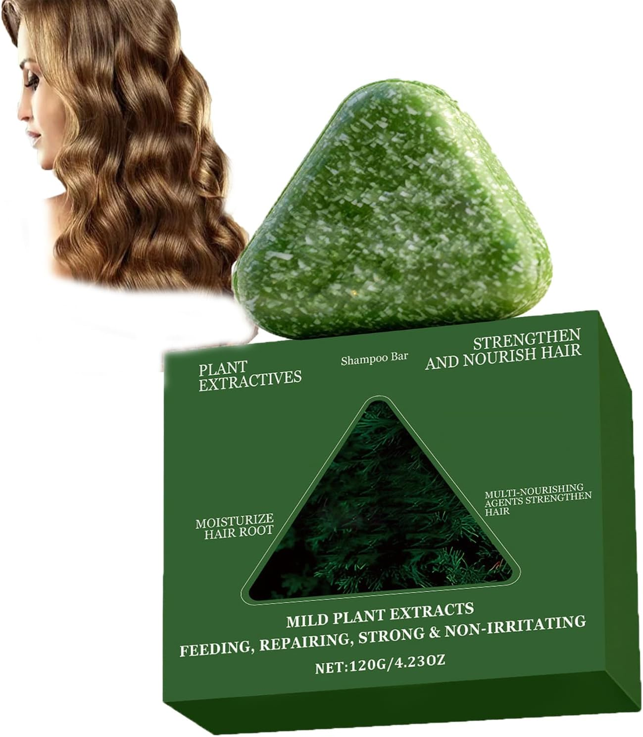 Cypress Leaf Triangle Soaps Green Plant-Based Solid Shampoo Bar Arborvitae Leaf Shampoo Bar Strengthen Hair Solid Hairs Soap Nourishes Hair Roots Travel-Friendly Solids Cypress Hairs Soap (2Pcs)