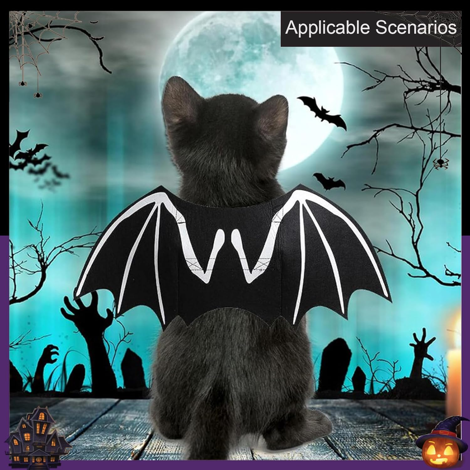 1 PCS Glow-In-The-Dark Bat Wings Costume Halloween Pet Costume Pet Cosplay Cat and Dog Costumes for Party 36 Cm *19.5 Cm /14.2 In*7.7 in (S) image number 2