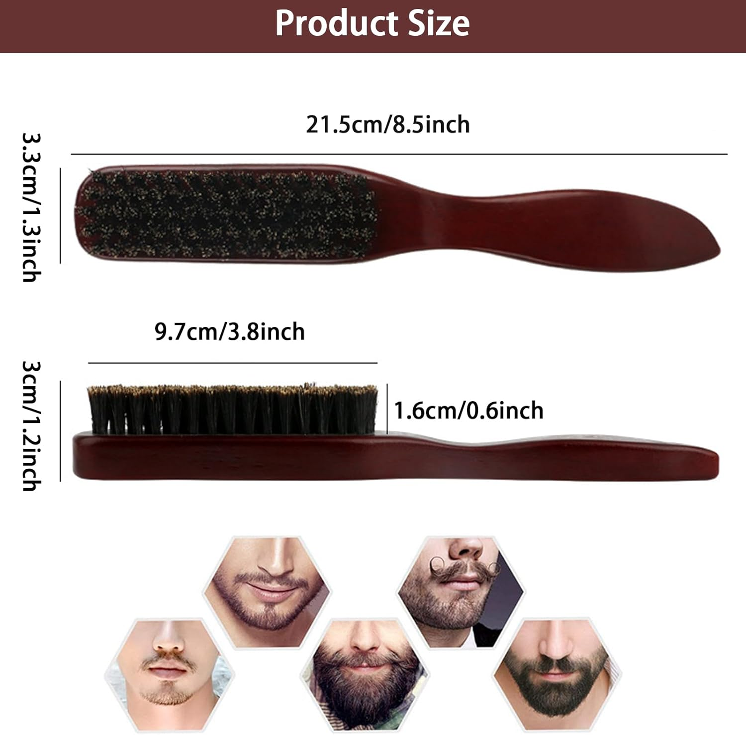 Red Brown Natural Black Boar Bristle Hairbrush,Perfect for Fine & Thick Hair, Sleek Styles & Taming Flyaways image number 2