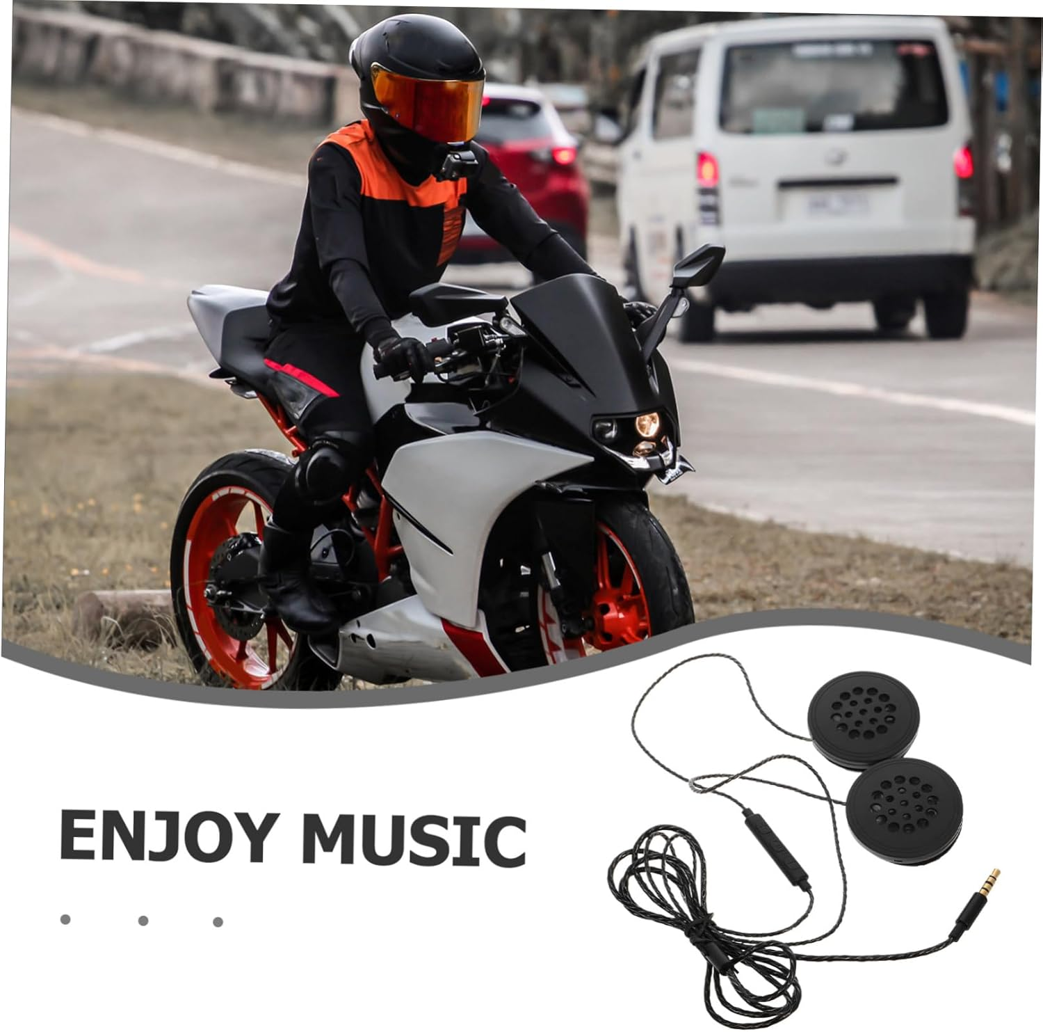 Operitacx Motorcycle Helmet Headset with 3.5Mm Wired Mic and High Fidelity Speakers for Outdoor Sports Music and Communication Compatible with Hardhat Accessories image number 5