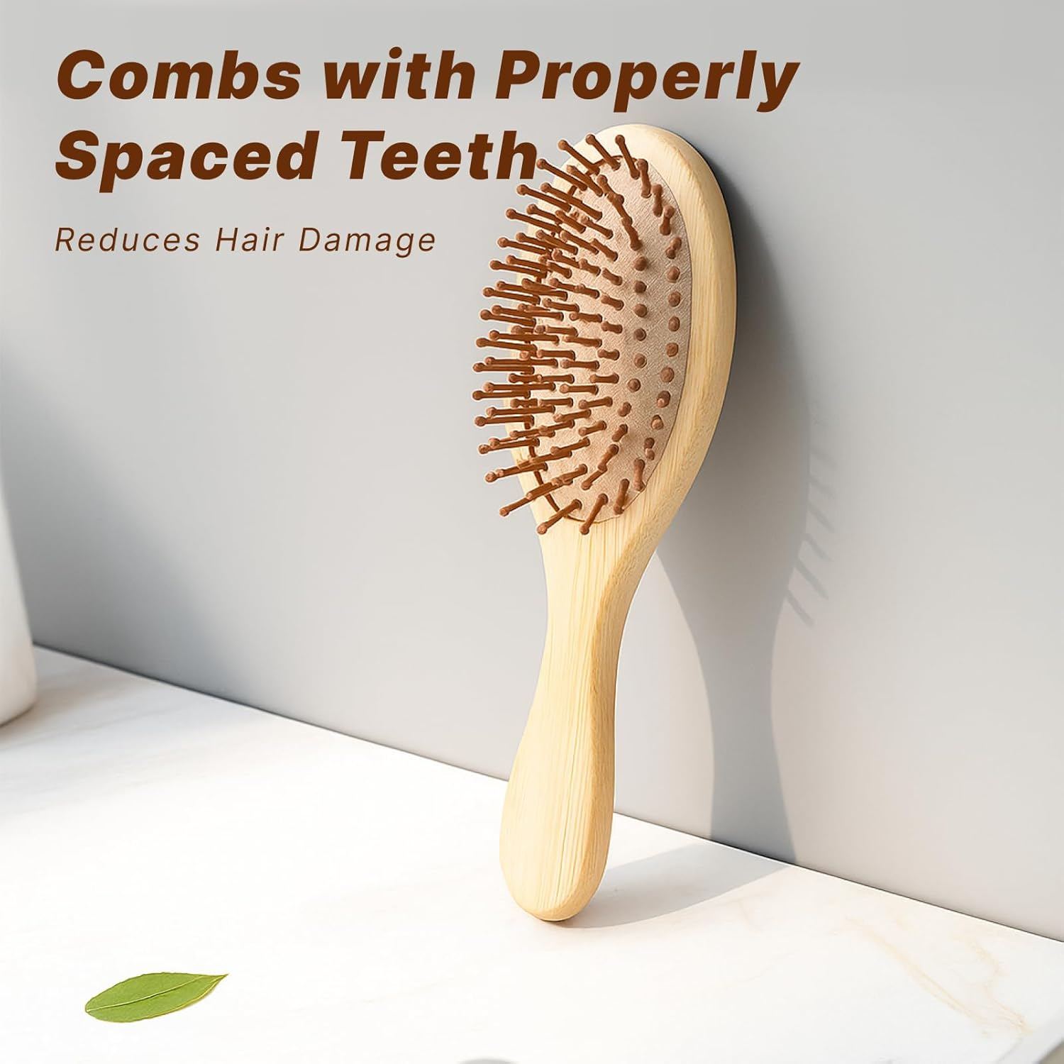 Bamboo Paddle Wooden Hair Brush, Eco-Friendly Natural Bamboo Wooden Brush with Air Cushion, Wide Tooth Comb for Scalp Massage, Reduces Frizz, Suitable for All Hair Types, Durable Hair Care Tool image number 1