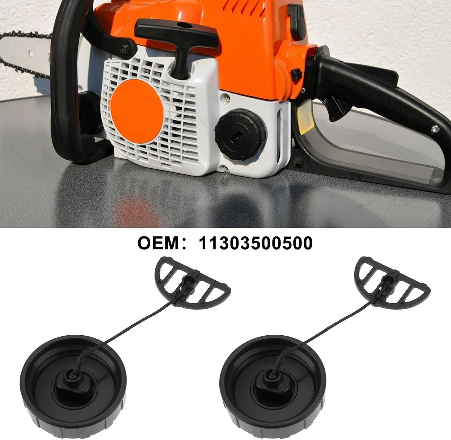 SING F LTD 2PCS Gasoline Saw Fuel Tank Cap Engine Oil Tank Cap 11303500500 Compatible with Stihl 017 018 MS170 MS180 Chainsaw image number 1