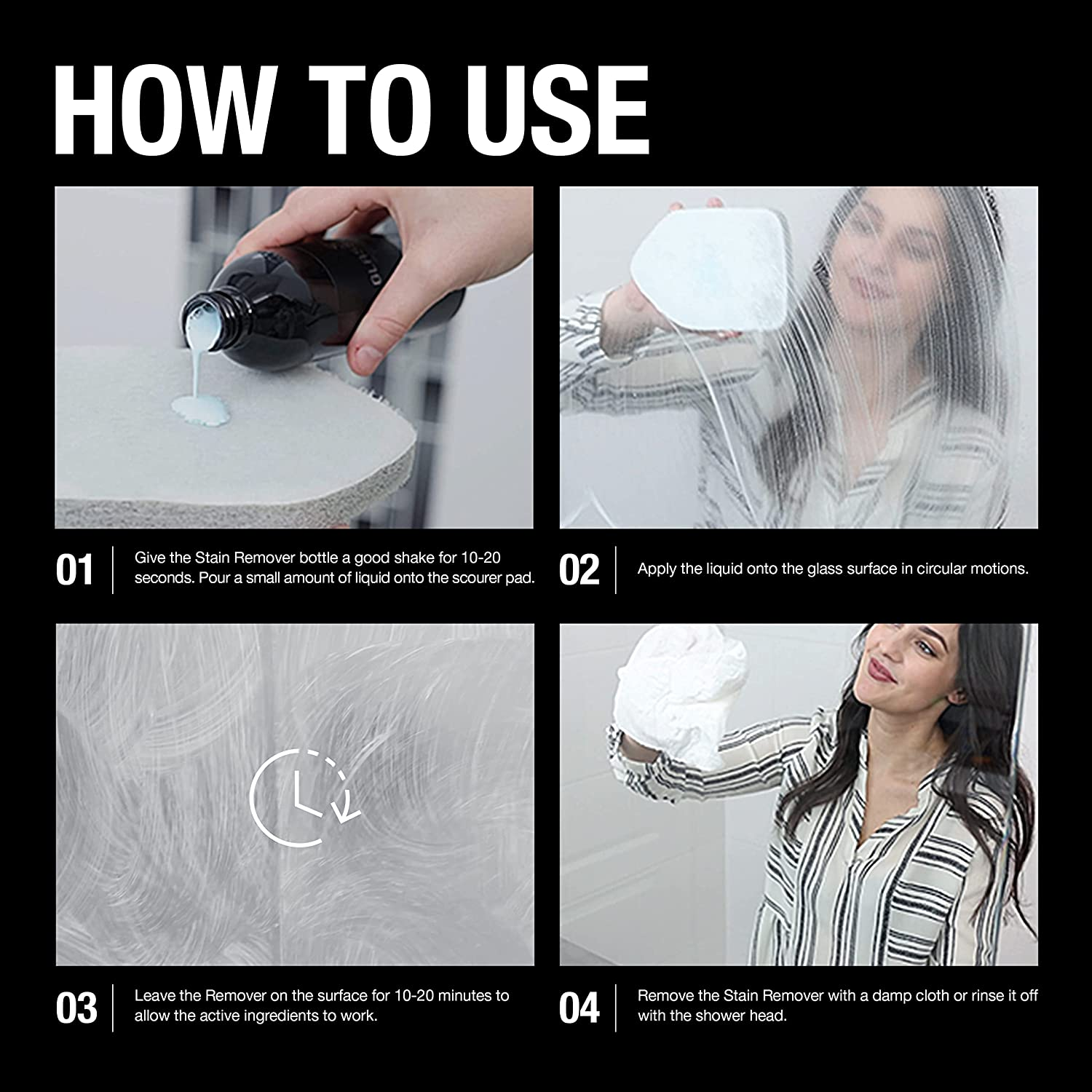 GLASSGUARD Glass Restoration Stain Remover to Clean Shower Doors | Glass Cleaner for Hard Water Stains, Water Spot, Soap Scum & Limescale | 550ML