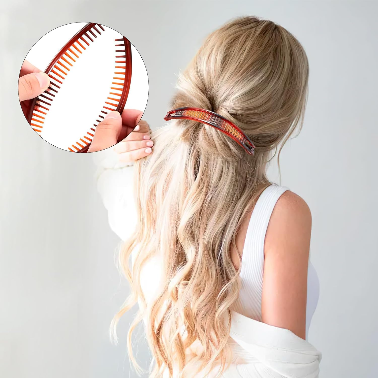 Pack of 3 Banana Clip Hair, Banana Clip, Retro Female Hair Accessory, Hair Comb, Banana Hair Clips, Women'S Thin Hairstyle, Large Banana Hair Clip, for Curly or Straight Hair Women and Girls image number 4