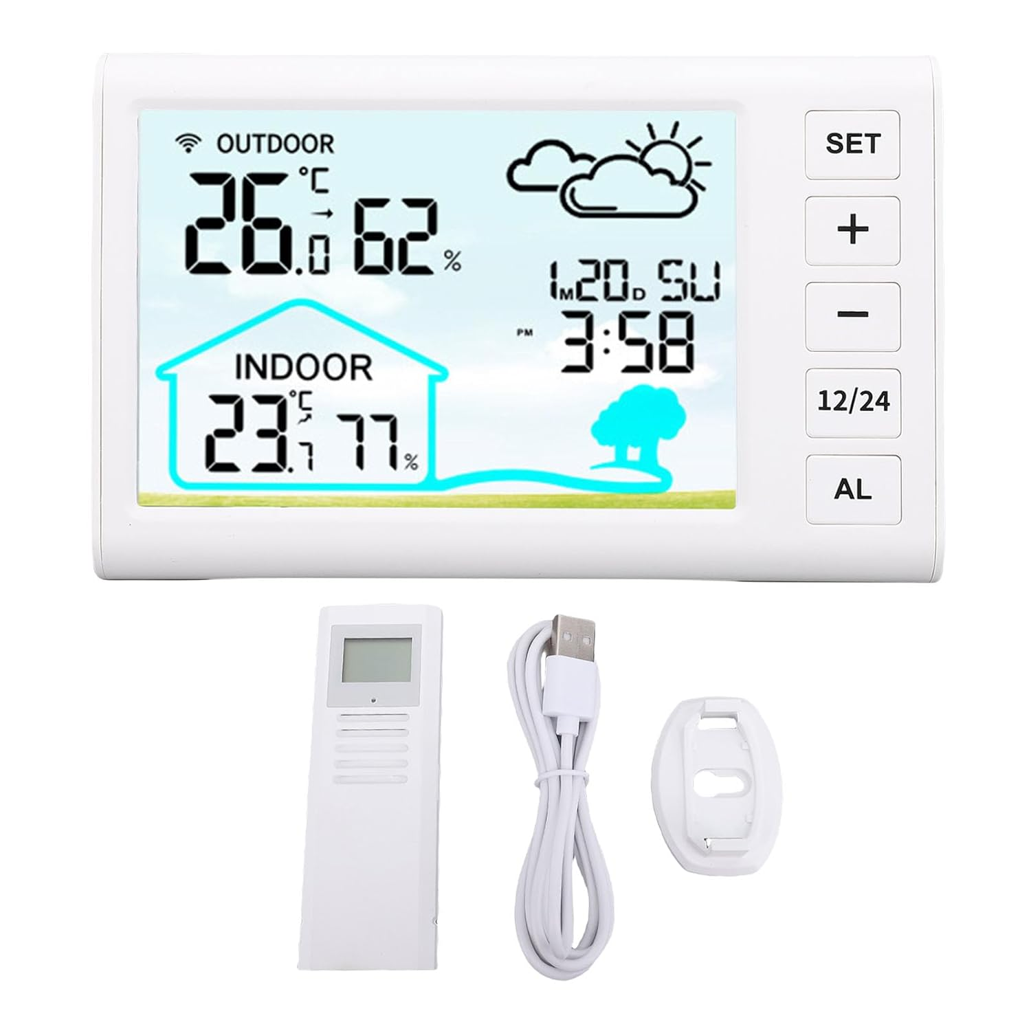 Weather Forecast Clock Wireless Indoor Outdoor Thermometer Hygrometer with High Accuracy Sensor and Trend Indicator for Home Office Garden image number 3