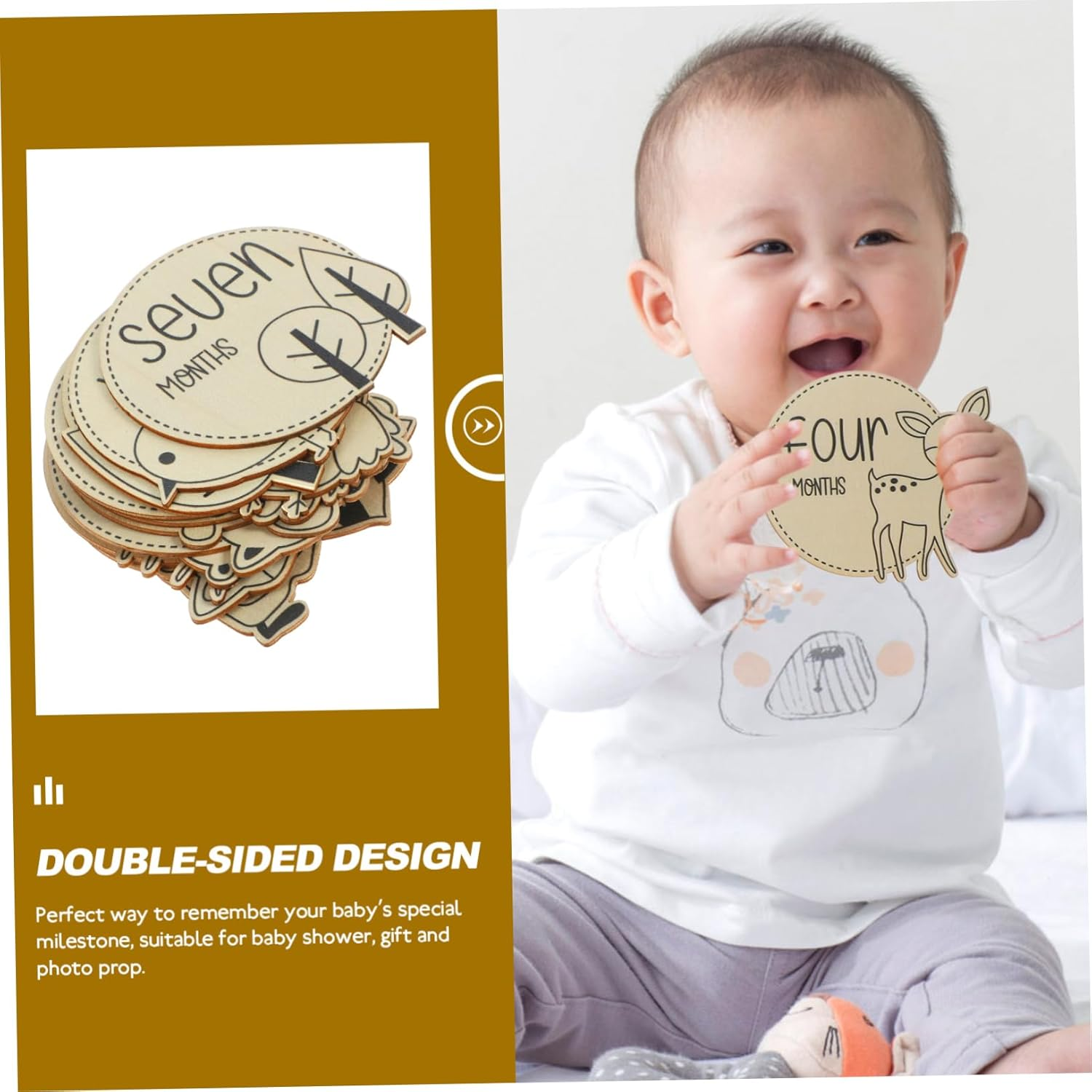 LIFKOME 12Pcs Milestone Discs Growth Cards for Monthly Announcements Unisex Design Lightweight Safe Natural for Newborn Photography and Keepsakes image number 4