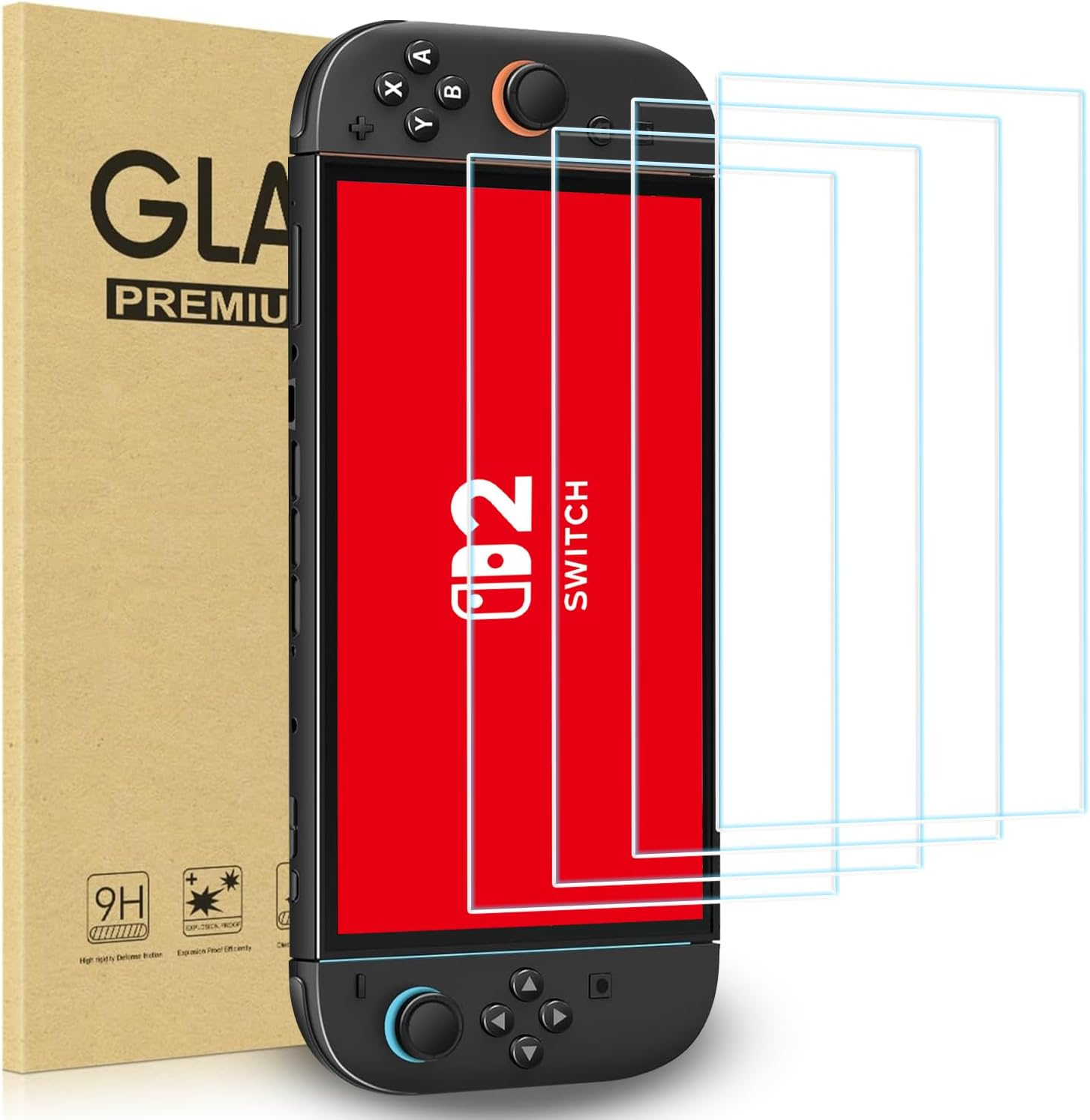 UWQAP 4-Pack Tempered Glass Screen Protector for Nintendo Switch 2 2025, 7.9-Inch 9H Hardness Anti-Scratch Bubble-Free Glass Protector Accessories for Switch2 image number 4