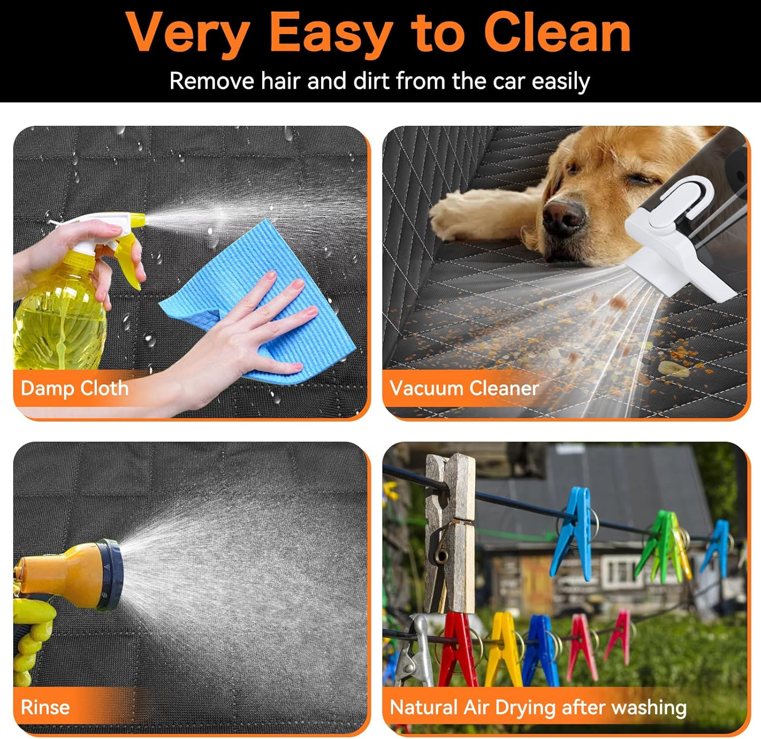 Dog Car Seat Cover for Pets 100% Waterproof Seat Cover Hammock 600D Heavy Duty Scratch Proof Nonslip Durable Soft Back Seat Covers for Cars Trucks and Suvs image number 5