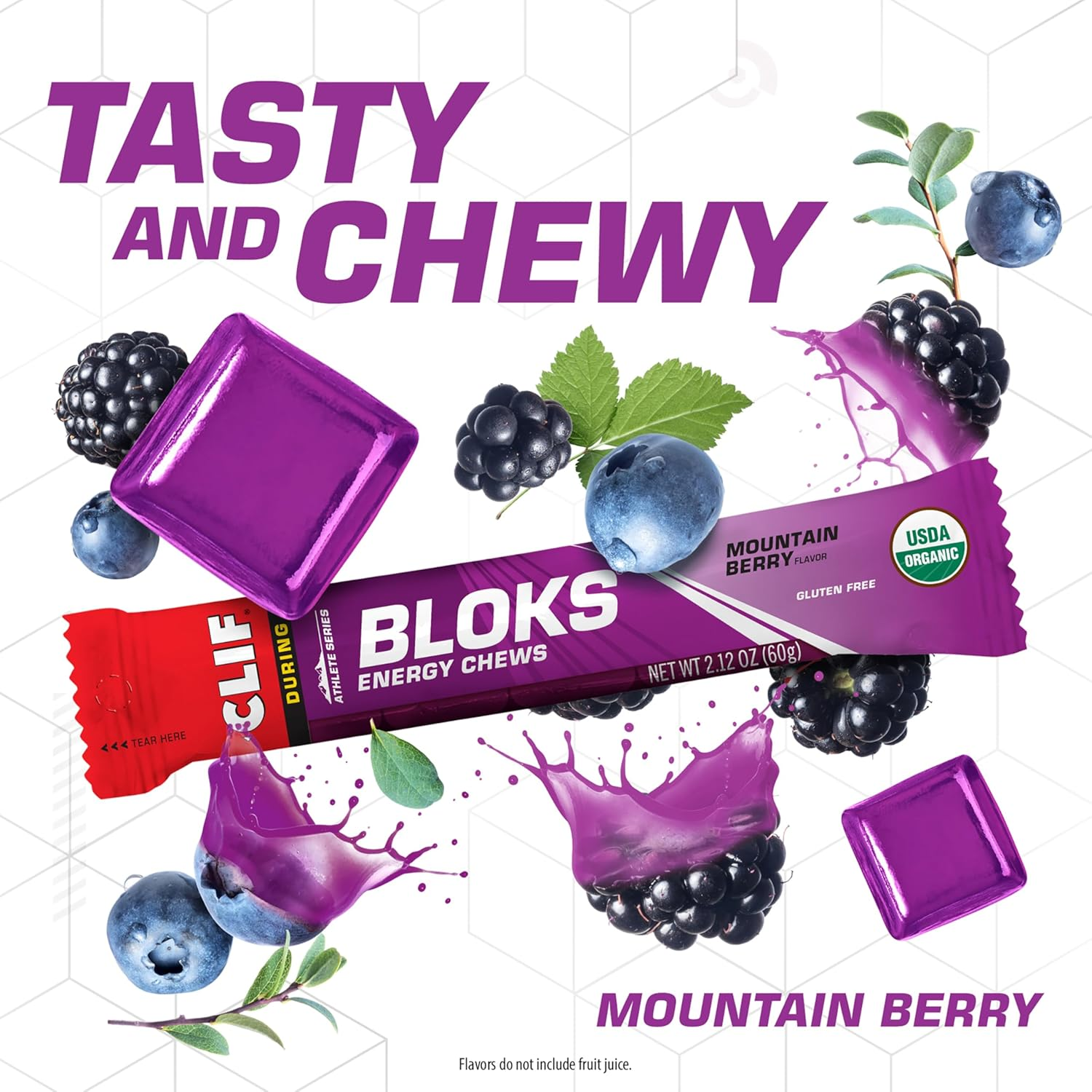 CLIF BLOKS - Mountain Berry Flavour - Energy Chews - Non-Gmo - Plant Based - Fast Fuel for Cycling and Running - Quick Carbohydrates and Electrolytes - 60G. (18 Count) image number 4