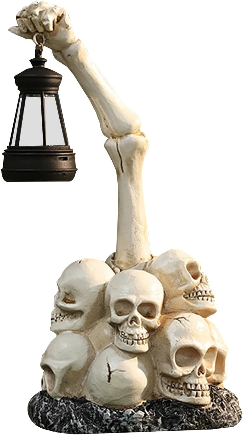 Skeleton Night Light | Skull Night Light Ornament | Resin Desk Table Lamp Spooky Decorative Lighting for Halloween Women Bedroom Living Room Party D&eacute;cor