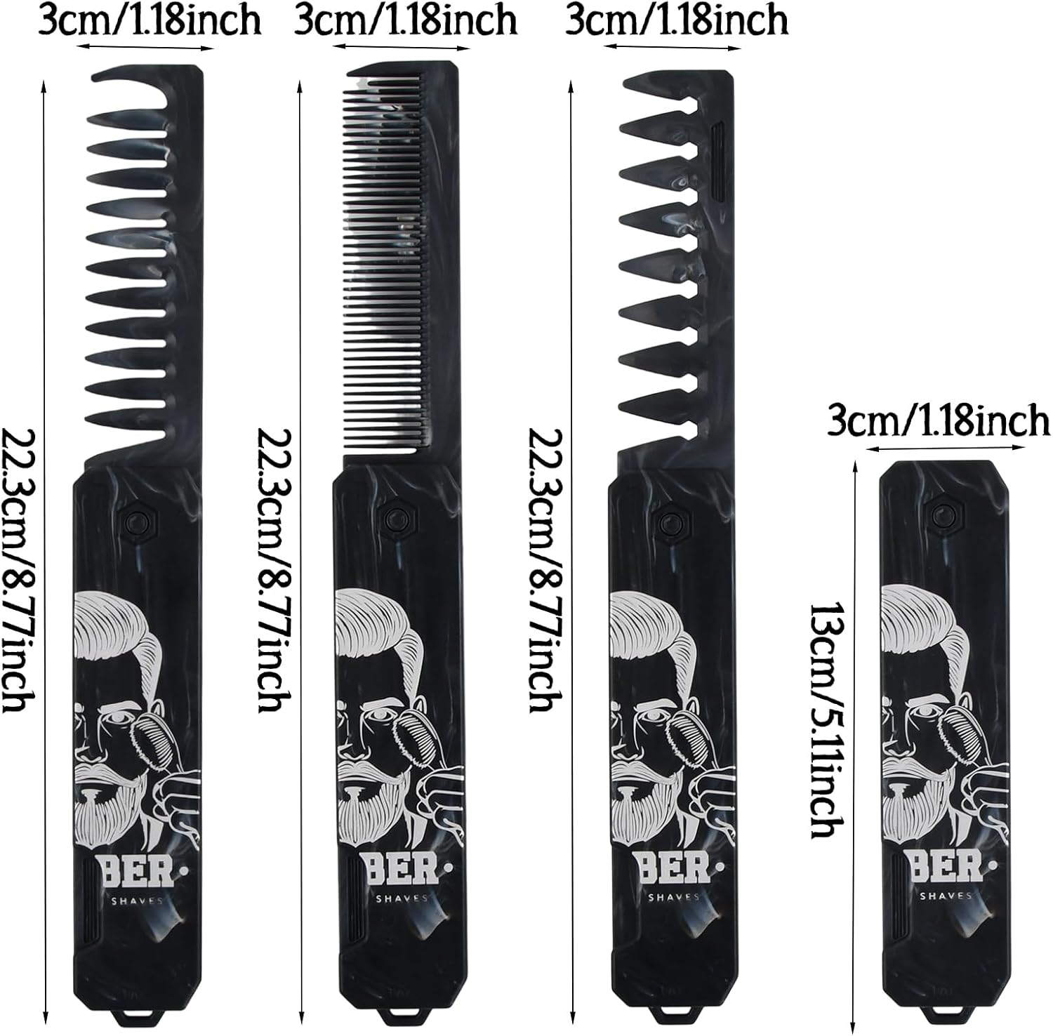 3-In-1 Folding Hair Comb for Men, Fine & Wide Tooth Comb with Beard, Hair & Moustache Styling, Anti-Static Travel-Friendly Pocket Comb, Compact & Durable image number 4