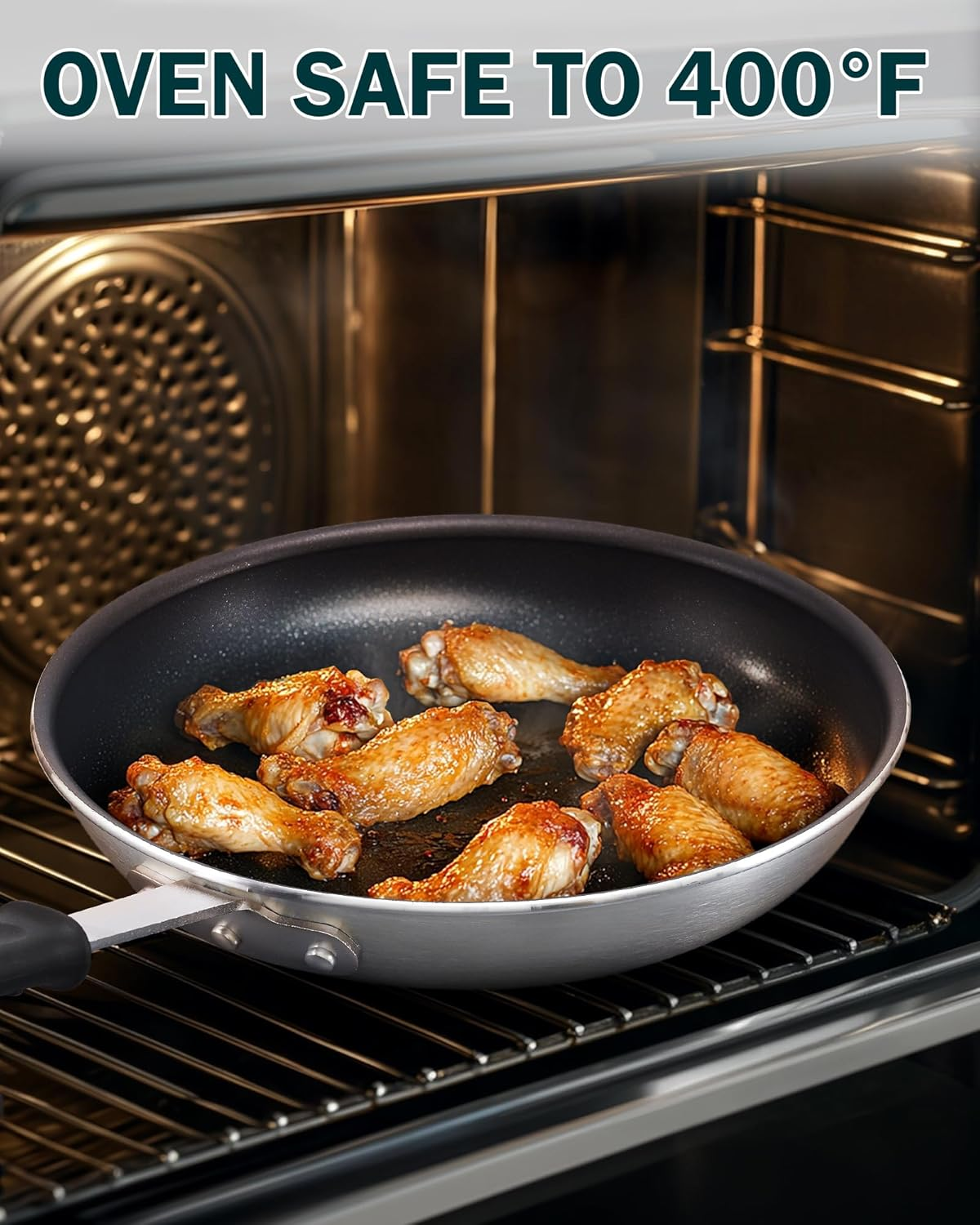 Cooks Standard Professional Aluminum Nonstick Restaurant Fry Pan 8-Inch, Durable Heavy Duty Skillet Pan, Woks,Metalic image number 6