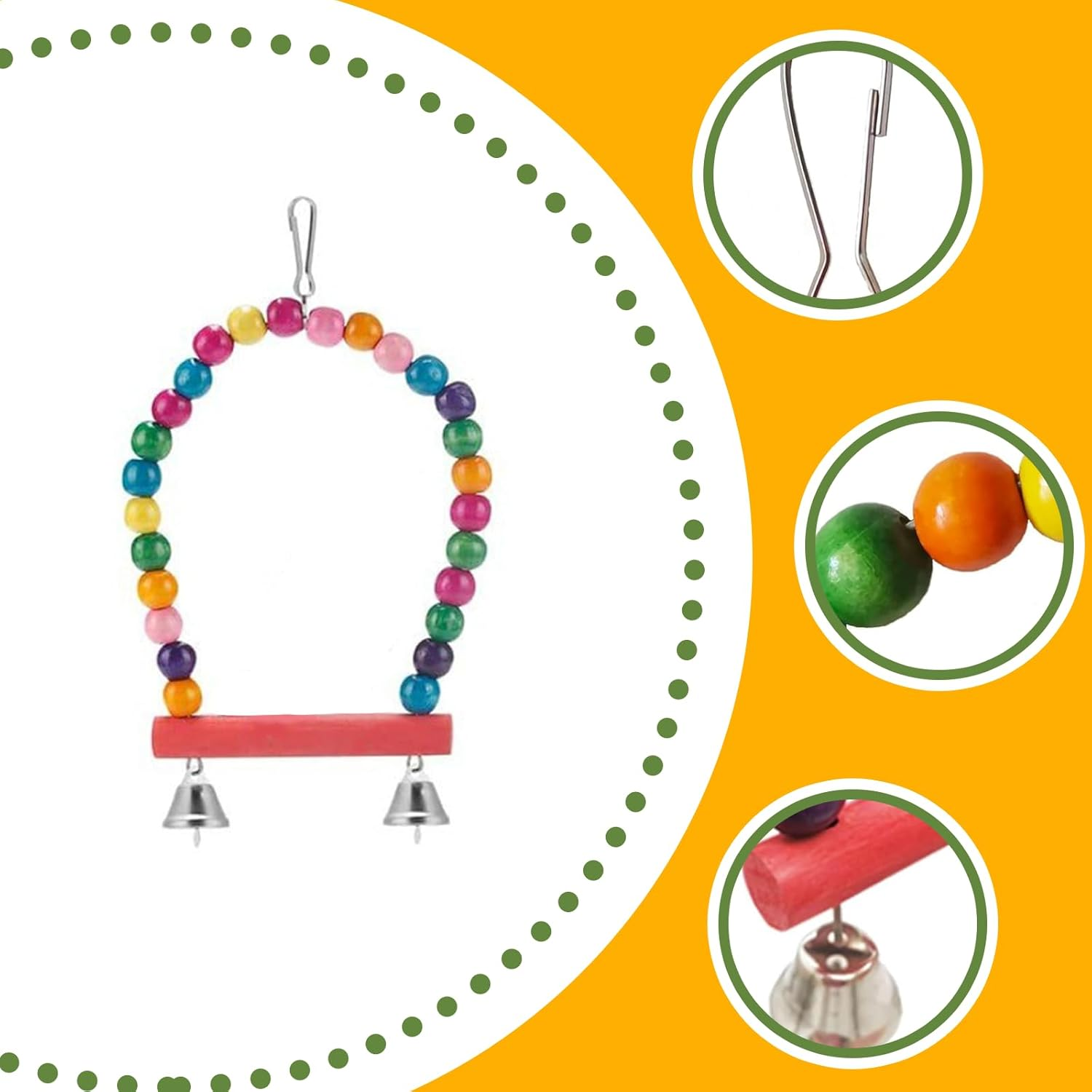 11Pcs Bird Toys Set Colourful Parrot Toys for Small Birds Interactive Ladder Swing Bridge with Bells Safe Lightweight Birds Cage Accessories for Cockatiels Budgies Lovebirds image number 1