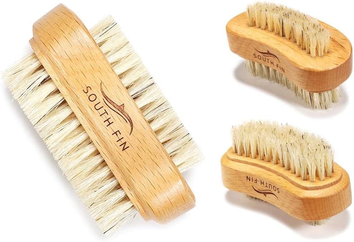 Harayaa 2Pcs Double Sided Beechwood Finger Nail Brush Scrub Fingernail Scrubbing image number 4