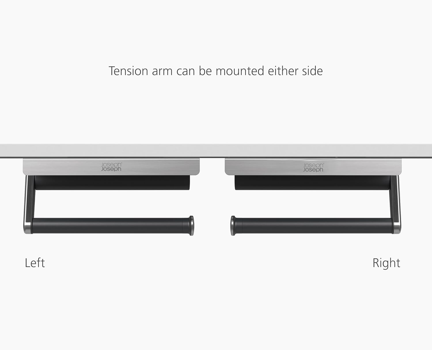 Joseph Joseph Rollgrip under Cabinet Kitchen Roll Holder, Space-Saving, Spring Tension Arm, Easy One-Handed Tearing, Fits 140Mm Rolls