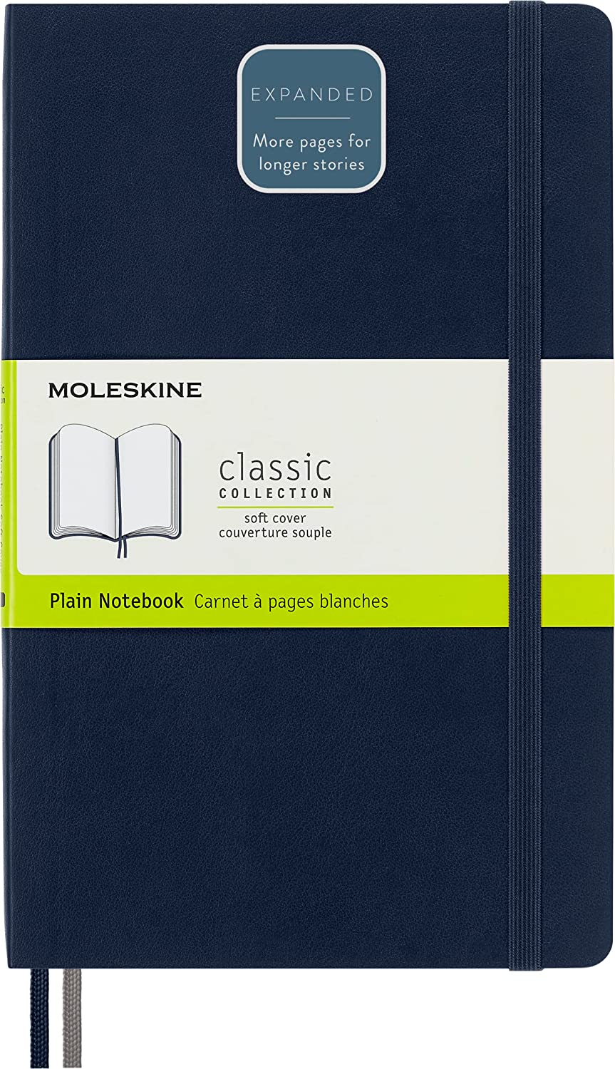 Moleskine Classic Soft Cover Expanded Plain Notebook, Large, Sapphire Blue image number 6
