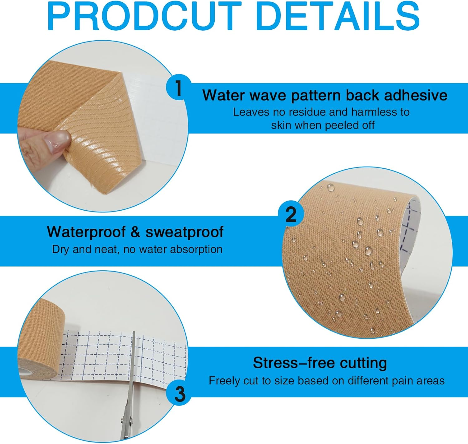 2 Pcs Kinesiology Tape, Sports Tape Elastic, 5CM*5M, Physio Tape for Muscle Support - Water-Resistant Strapping Tape for Sports Recovery and Injury Prevention image number 5