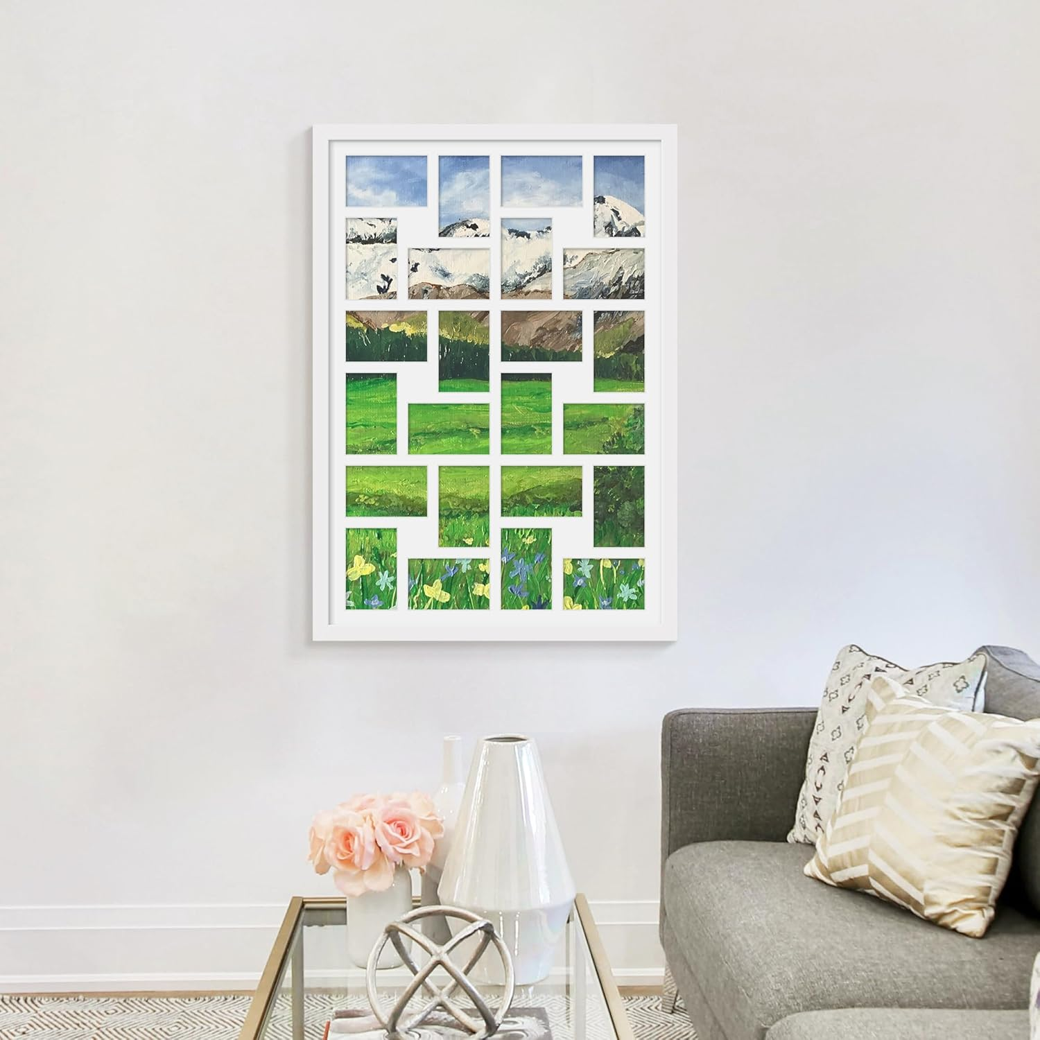 DUENPY 22X32 Collage Picture Frame 4X6 Picture Frames Collage Wall Decor Displays Twenty Four 4X6 Inch Photos Available Horizontal Wall Mounting Display and Vertical White image number 7