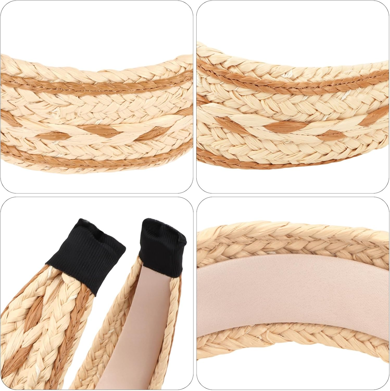 Bumlofa 2 Pieces Handwoven Headband Women'S Set, Headband Wide Structure Design - Natural Material Hair Accessories for Boho Look, Beach & Everyday Life, Stylish Headpiece image number 1