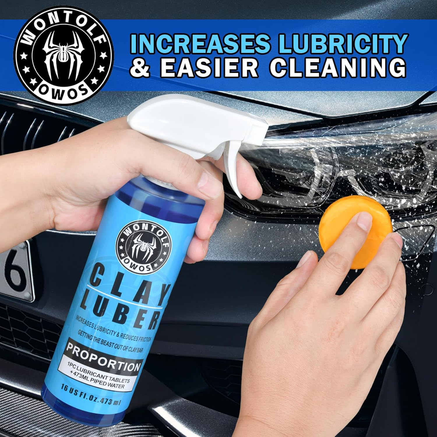 Wontolf Heavy Duty Clay Bar System for Car Detailing, Kit Includes 4 Ultra Fine Clay Bars, Luber Synthetic Lubricant, Microfiber Towel image number 2