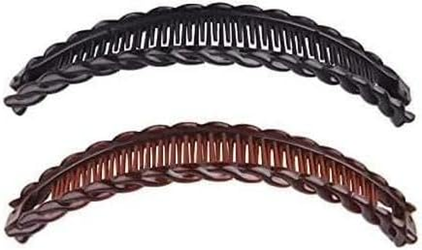 2Pack One Black and One Brown Tort Banana Clips Fish Clips Combs Tool Vintage Clincher for Thick Curly Hair Accessories Long Hair Clips Comb Fish Grip Slide Hair Clips, Clips and Barrettes