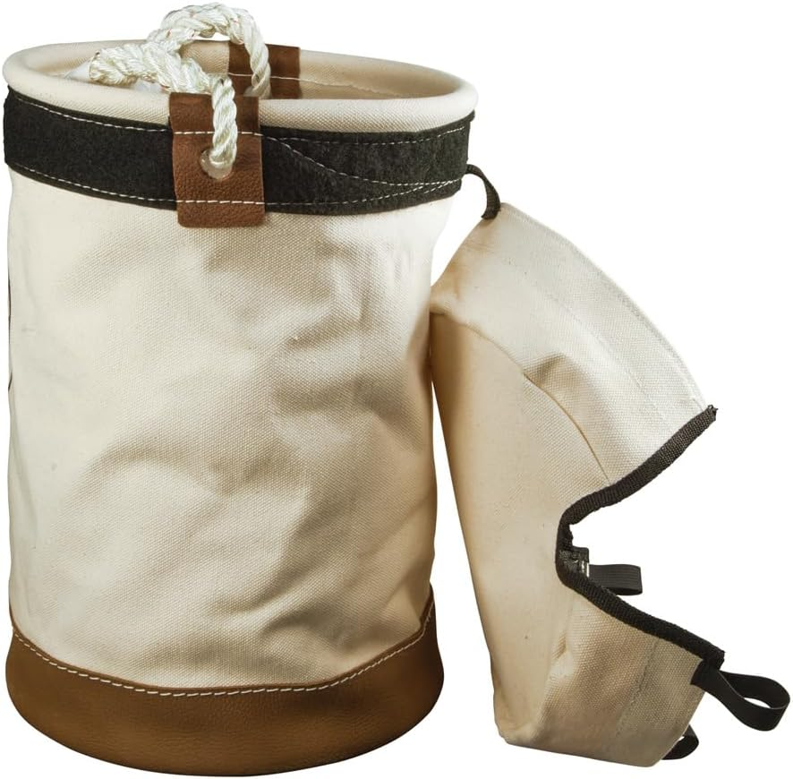 Klein Tools Heavy Duty Velcro Top Bucket, 17", Canvas Bucket Bag for Tools, Storage or Travel, Premium Canvas and Leather Bucket Bin for Tool Organisation, Canvas Container with Velcro Brand Fasteners image number 4