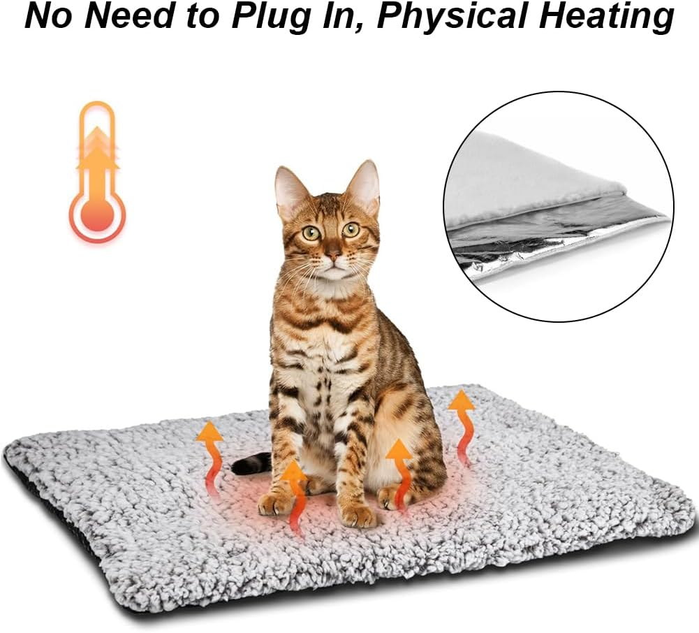 Mikiuly Self-Heating Cat Blanket, Self-Heating Blanket for Cats and Dogs, Heat Blanket for Dogs, Heat Blanket, Electric Blanket for without Electricity, Cat Bed, 60 X 48 Cm, without Electricity image number 2