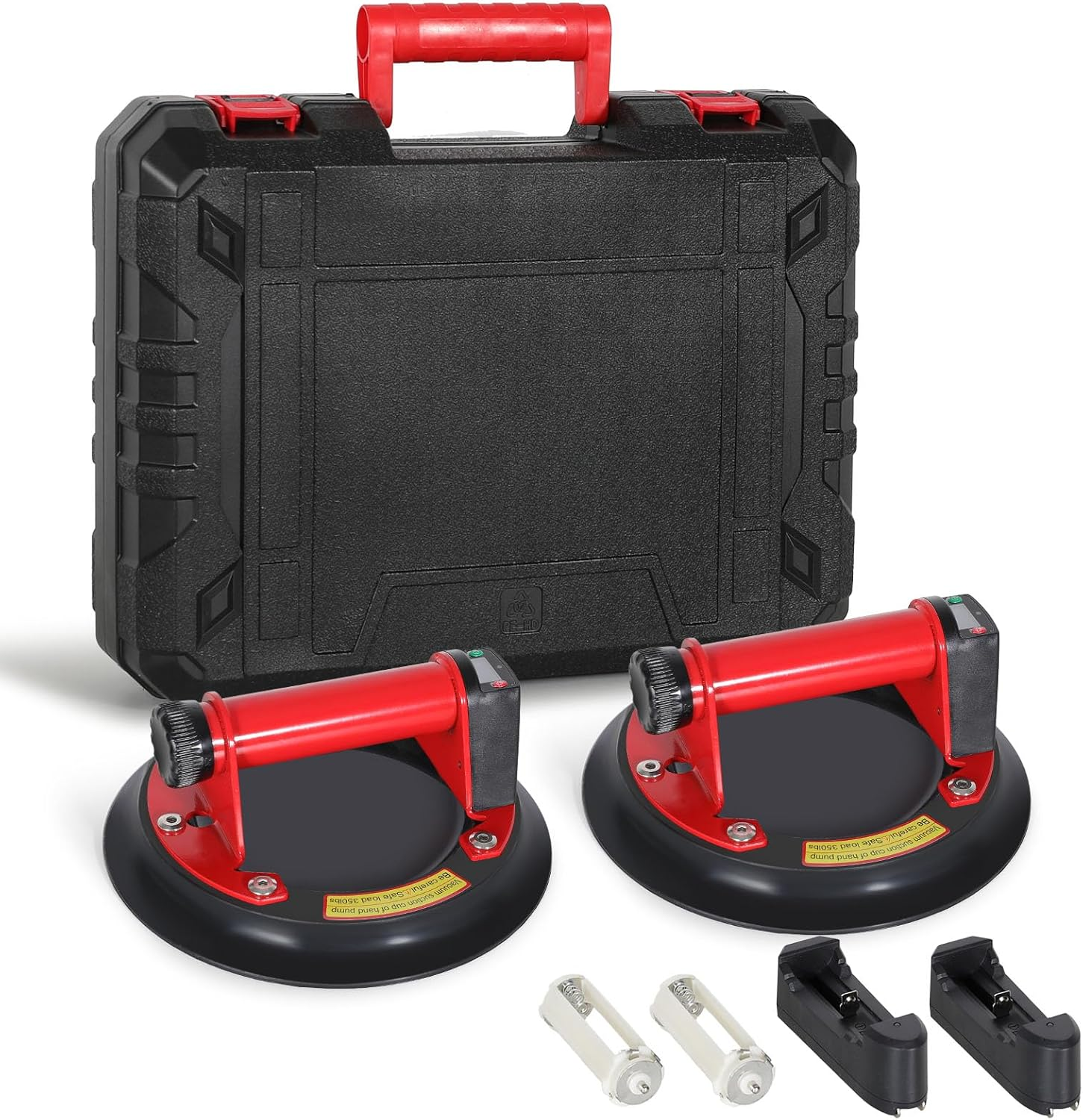 Electric Glass Suction Cup Lifter with Digital Display, 8IN Metal Handle Tile Suction Cup with Automatic Air Pumping Function, Suction Cup Handle for Glass/Granite/Tile/Metal Plate/Windshield, 2 Pack image number 3