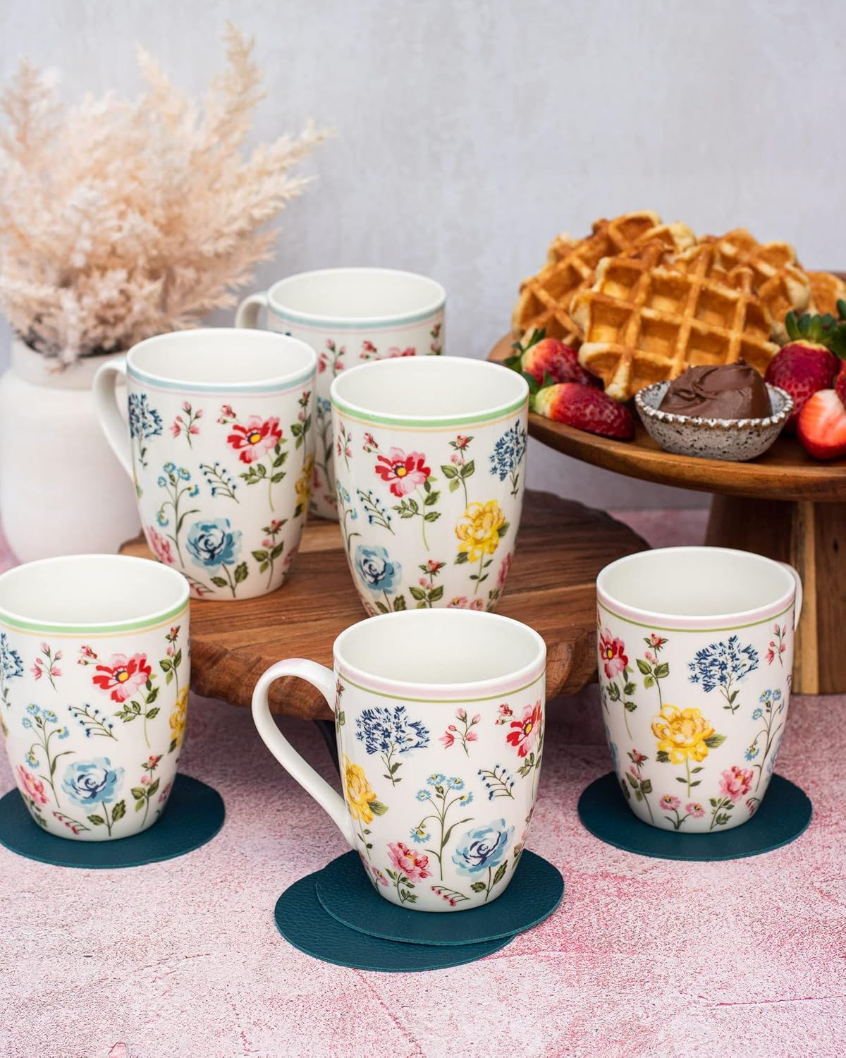 The House of Florence Botanical Garden Floral Collection Mug 6 Pieces Set, 340 Ml Capacity