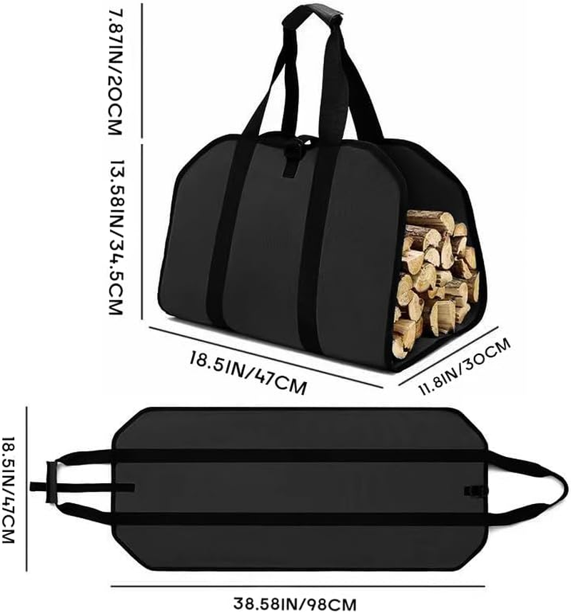 ESUOHYM Canvas Firewood Carrier Handling Woods Bag Log Carrier for Firewood Holder Portable Wood Carrying Sling Log Tote Collection Bag for Camping, Stove, Fireplace image number 2