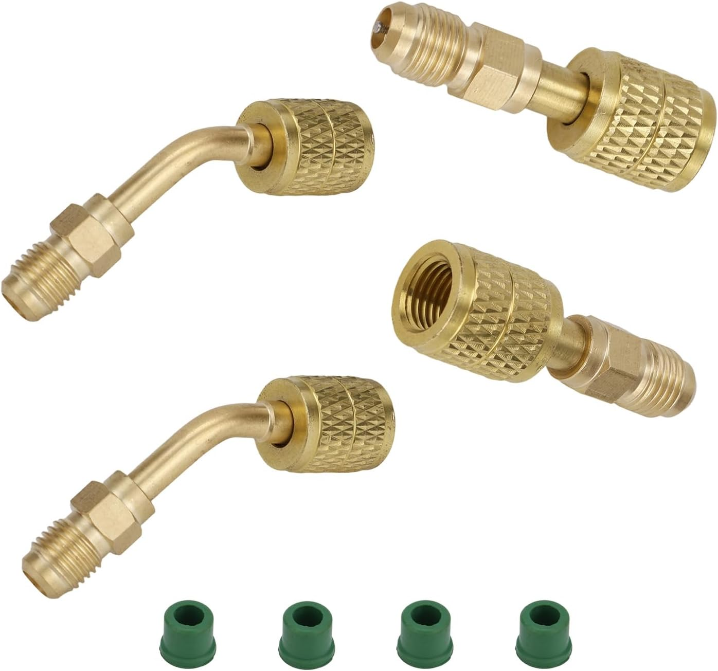 2Pcs A2L R32 R454B & 2Pcs R32 R454B Refrigerant Brass Adapter, 1/4" Female to 1/4" Male Reverse Thread Adapter HVAC Quick Connect Fittings for Tanks Split Systems image number 5
