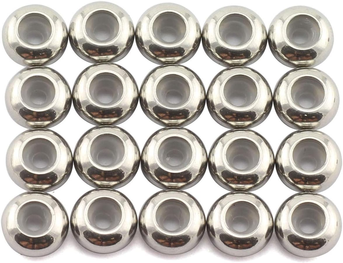 Tegg 20Pcs 6Mm Stainless Steel Insert Rubber Stopper Positioning Spacer Beads for Bracelet Necklace DIY Crafts Making Jewelry Findings Accessories 3Mm Hole 1.2Mm Height Flat Loose Beads Silver image number 6