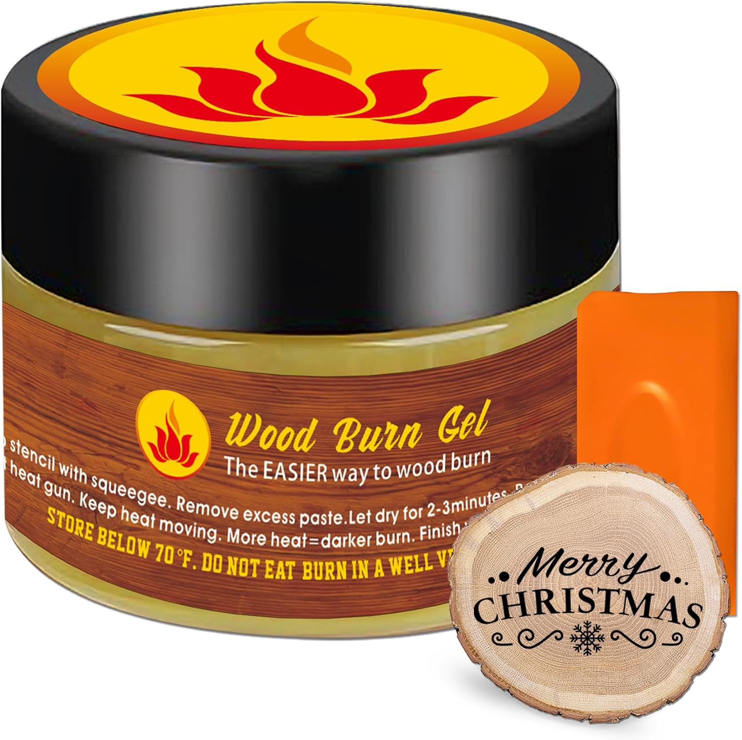 1DFAUL Wooden Burning Paste, 4 OZ Wood Burn Gel with Silicone Squeegee for Crafting, Drawing and DIY Arts, Create Beautiful Art in Minutes, Personalize Your Craft image number 3