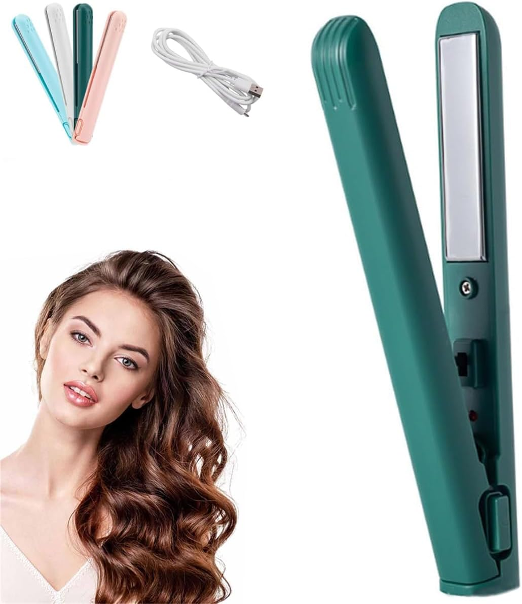 Mini Dual Purpose Curling Iron, 2025 Upgrade Mini Curling Wand and Flat Iron, Curling Iron Hair Straightener Curling Iron, Portable Travel Curling Wand for Short and All Hair Types (Pink)