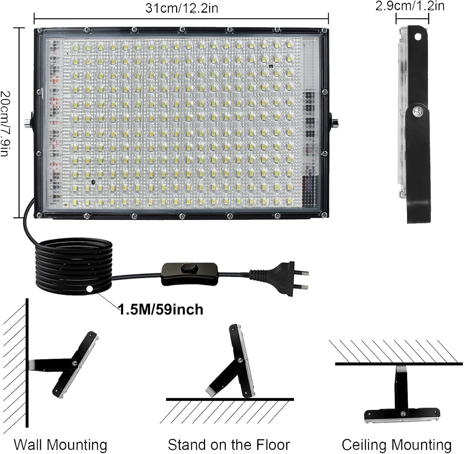 150W LED Flood Light Outdoor, Indmird 2PCS 15000LM LED Floodlight 6500K Daylight White Security Lights IP66 Waterproof Led Spot Light Led Work Light for Yard,Garage,Garden,Parking Lot, Park,Playground