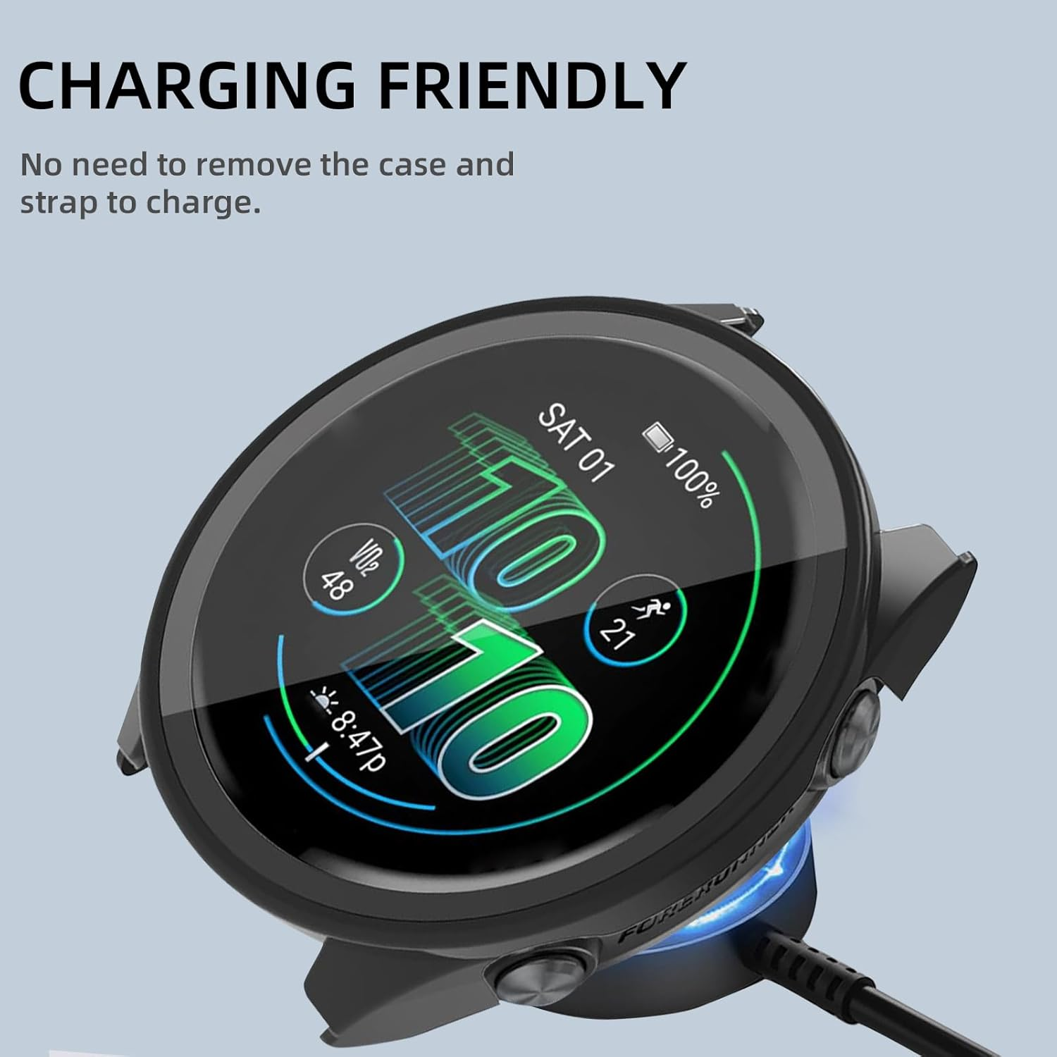 Yealred Case Compatible with Garmin Forerunner 570 42 Mm, Hard PC Case with Tempered Glass Screen Protector, Scratch-Resistant and Shock-Absorbing Protective Case for Garmin Forerunner 570 42 Mm image number 4