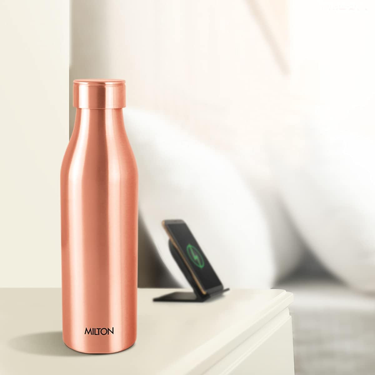 Milton Copper Water Bottle 34 Oz Extra Large - an Ayurvedic Pure Copper Vessel, Drink More Water, Lower Your Sugar Intake and Enjoy the Health Benefits Immediately- 960 Ml Copper Charge image number 1