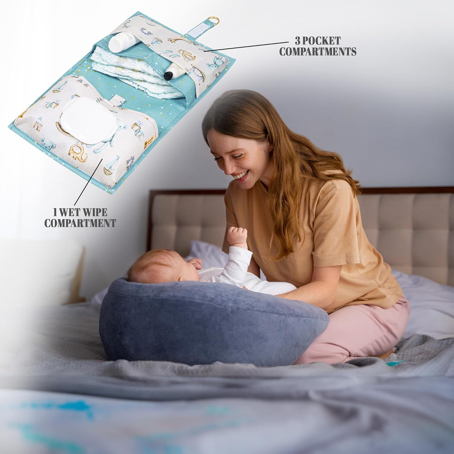 Compact Baby Diaper Handbag - Nursery Handbag (Pink and Blue Color Options) image number 1