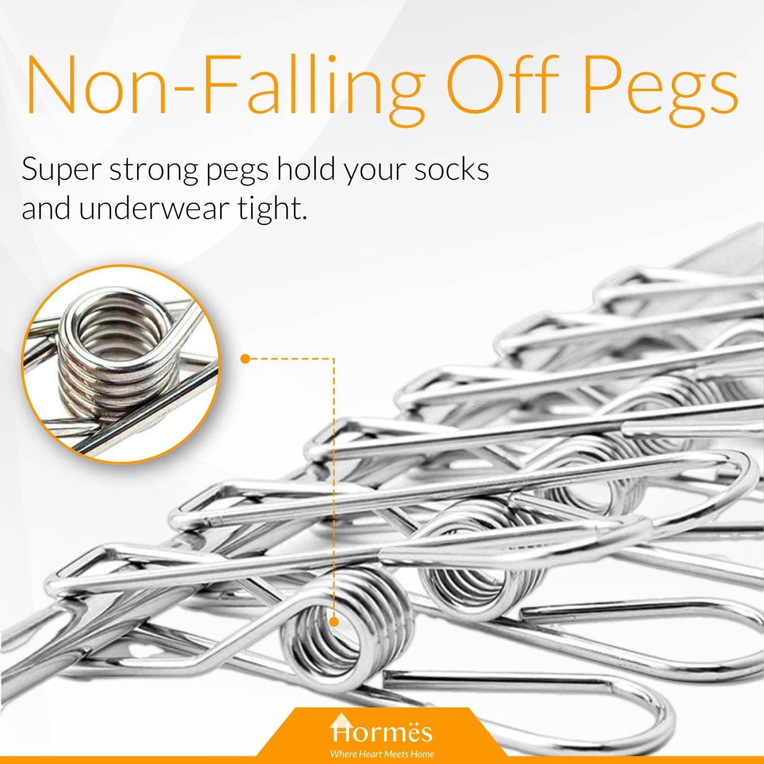 Stainless Steel Clothes Drying Rack with 50 Pegs, Underwear Dryer Hanger with Windproof Hook, for Drying Socks, Bras, Lingerie, Towels & Scarves, Laundry Accessories for Outdoor & Indoor Use image number 2