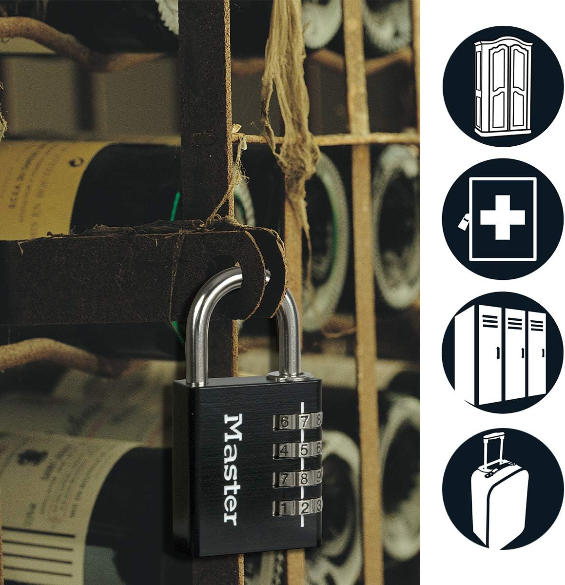 Master Lock 7640EURDBLKCC Combination Padlock in Aluminium, Black, 4 X 7,8 X 1,5 Cm