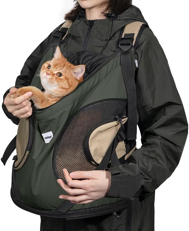 LIFEBEA Pet Front Carrier Cat Bag Blackout Breathable Chest Travel Bag Warm and Portable Dog Front Carry Pouch Tote Bag Backpack (Buckwheat Gray)