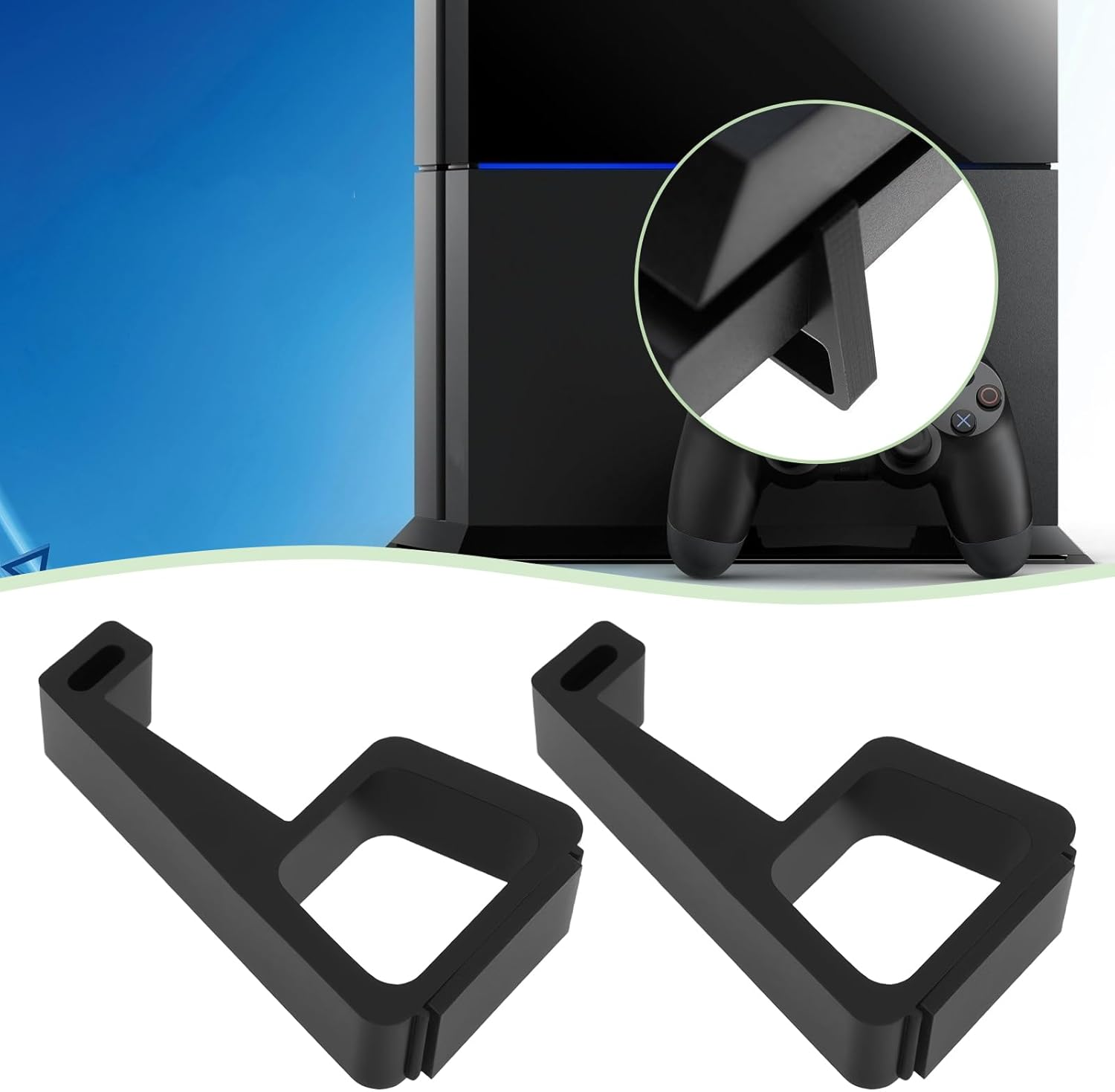 LT Easiyl 4Pcs Game Console Horizontal Holder Simple Feet Bracket Prevent Slip Cooling Feet Slip Feet Stand Compatible with Sony PS4 Slim Black