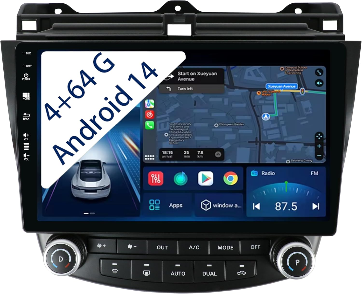 [4+64GB] Keconsing 10.1" Android 14 Autoradio for Honda Accord 7Th 2003 2004 2005 2006 2007 Radio Stereo Carplay, Wireless Car Play GPS Auto Navi Screen Bluetooth Navigation Playe Touchscreen image number 1