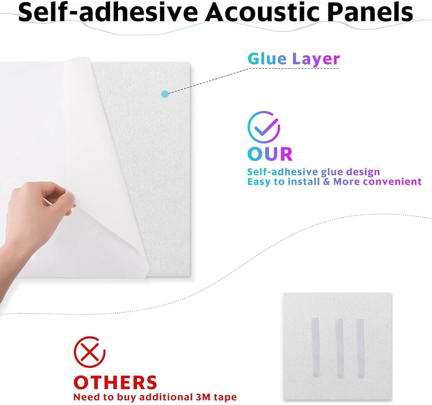 12 Pack White Soundproof Wall Panels, Self-Adhesive Square Acoustic Panels Sound Absorbing, High Density Acoustic Foam Panels for Home Office, Reccording Studio, Ceiling, 30 * 30 * 1Cm image number 1