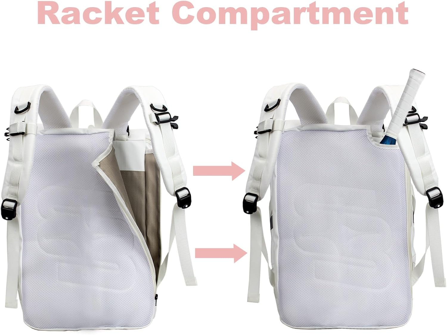 Tennis Bag Tennis Backpack for Women Men Holds 2 Rackets with Shoe Compartment, Large Pickleball Backpack Hold Tennis Racket, Pickleball Paddles, Badminton Racquet - Pure Black image number 3