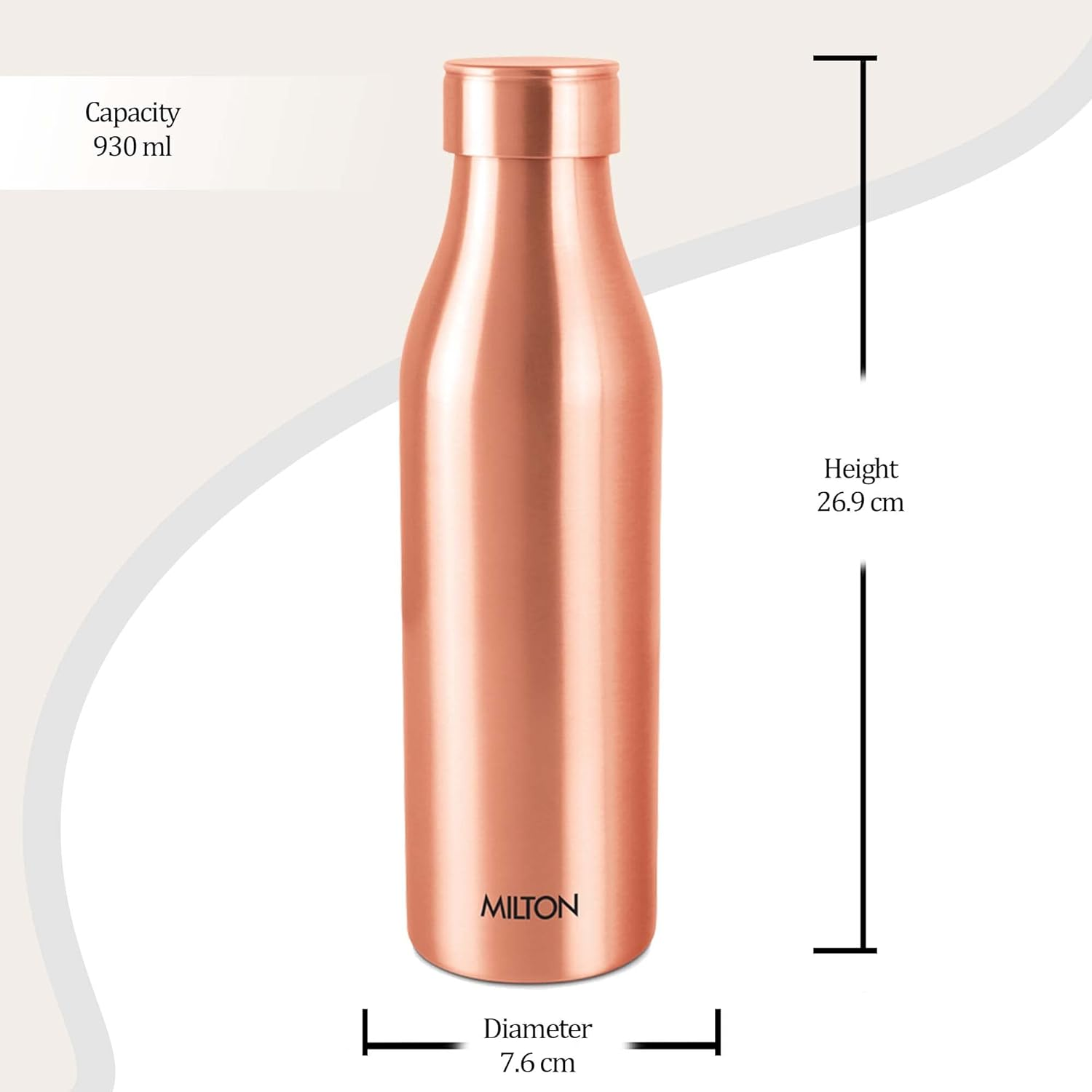 Milton Copper Water Bottle 34 Oz Extra Large - an Ayurvedic Pure Copper Vessel, Drink More Water, Lower Your Sugar Intake and Enjoy the Health Benefits Immediately- 960 Ml Copper Charge image number 6