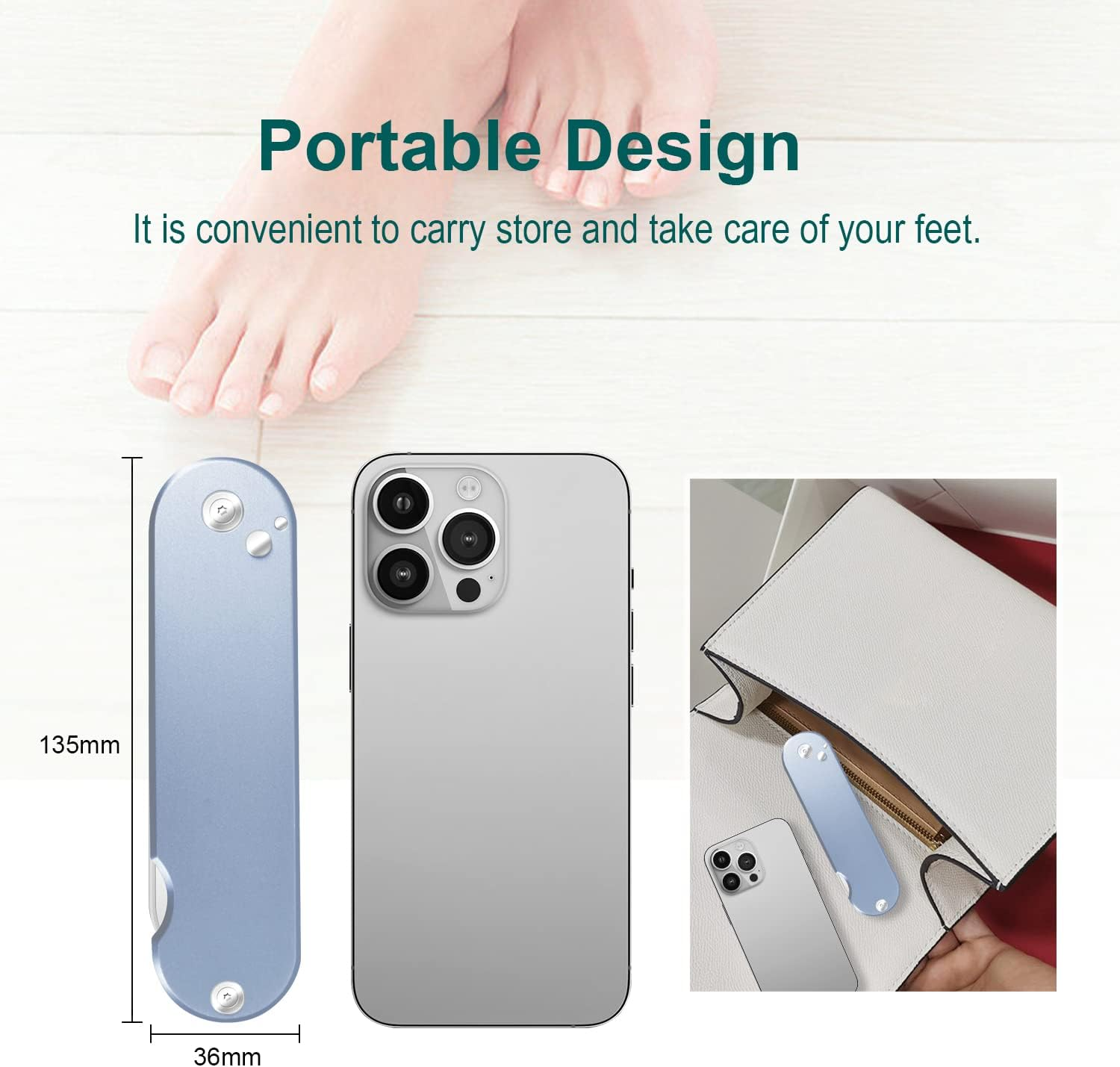 3-In-1 Multifunctional Foot File Cuticle Remover for Pedicure Foot Care (Grey-F6D) image number 6