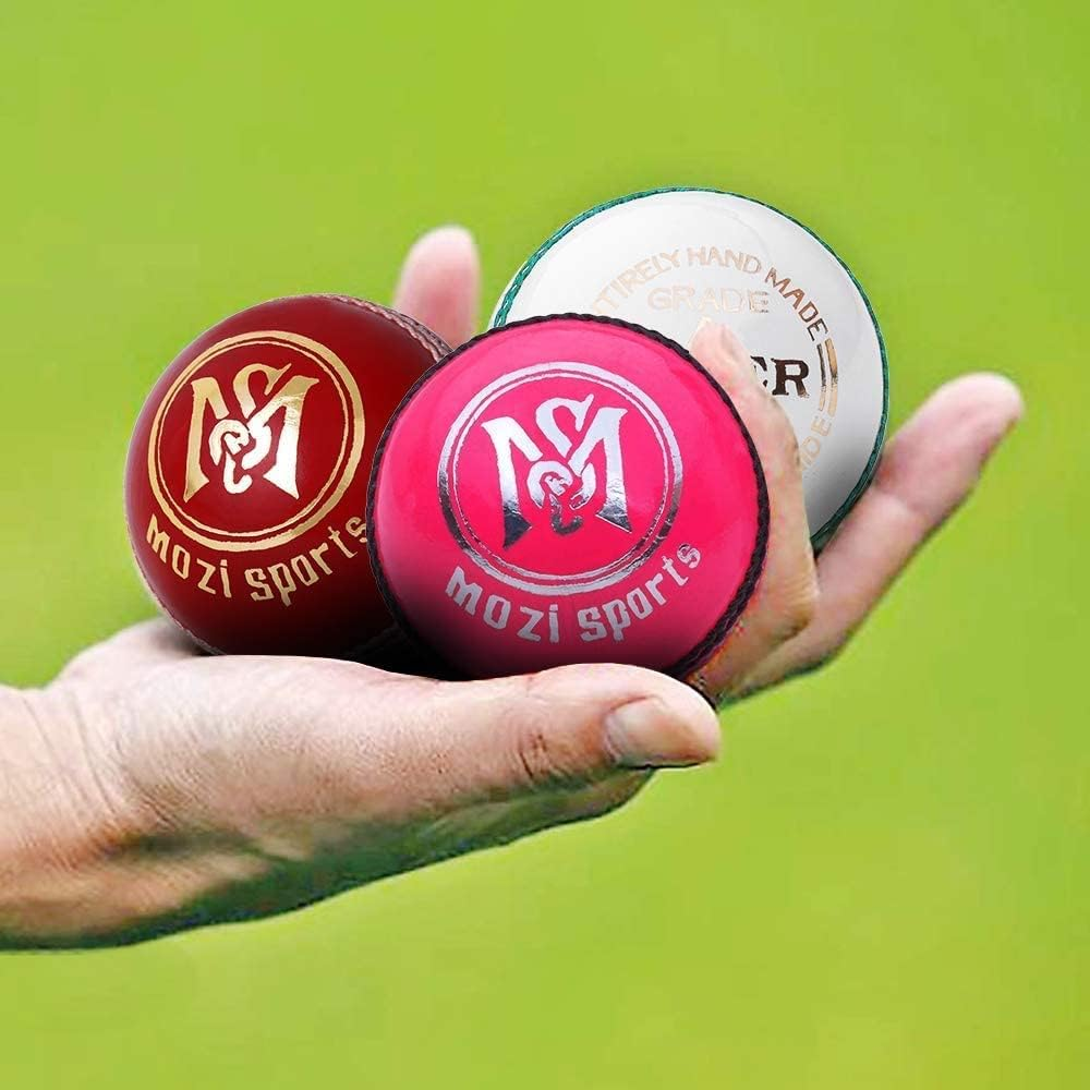 Mozi Sports&reg; Leather Cricket Ball Senior Hand Stitched Match Quality Balls Weight 5.50Oz image number 2